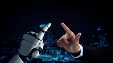 MLP Fütürist Robot Yapay Zeka, yapay zeka, yapay zeka, teknoloji geliştirme ve makine öğrenme kavramlarını aydınlatıyor. İnsan hayatının geleceği için küresel robot biyonik bilim araştırması. 3B görüntüleme grafiği.