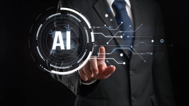 Yapay zeka mühendisliği, büyük veri ve yapay zeka makinesi kavramında yapay zeka beyin işlemcisiyle iş desteği için üretken yapay zeka kullanmayı öğrenen insan etkileşimi. Faas