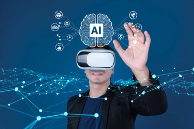 Yapay zeka mühendisliği, büyük veri ve yapay zeka makinesi kavramında yapay zeka beyin işlemcisiyle iş desteği için üretken yapay zeka kullanmayı öğrenen insan etkileşimi. Faas