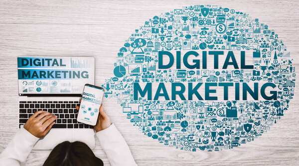 Digital Marketing Technology Solution Online Business Concept Interfaz Gráfica Que — Foto de Stock