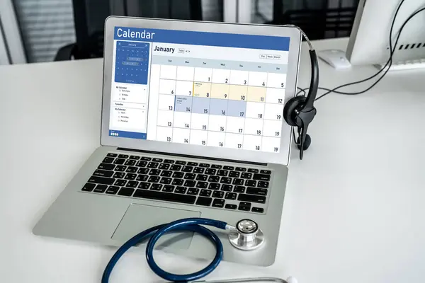 stock image Calendar on computer software application for schedule planning for personal organizer and online business snugly