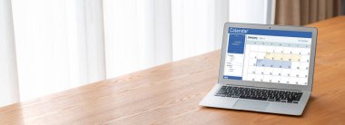 Calendar on computer software application for schedule planning for personal organizer and online business snugly