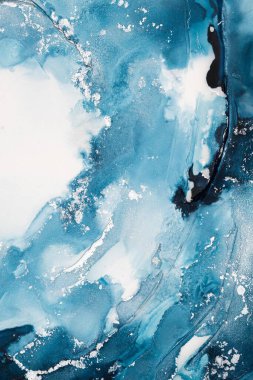 Mermer mürekkep soyut sanatının orijinal resmi. Örnek bir orjinal tablodan yüksek çözünürlüklü fotoğraf. Karargah kağıt dokusuna pürüzsüz mermer desen oluşturmak için soyut resim yapıldı.