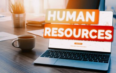 İnsan Kaynakları İşe Alma ve İnsan Ağı Konsepti. Modern grafik arayüzü profesyonel eleman alımını ve personel arayışını gösteriyor. uds