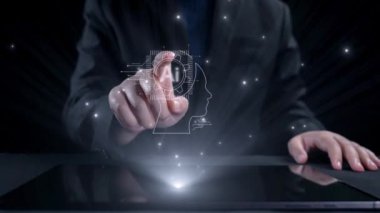 Yapay zeka mühendisliği, büyük veri ve yapay zeka makinesi kavramında yapay zeka beyin işlemcisiyle iş desteği için üretken yapay zeka kullanmayı öğrenen insan etkileşimi. Kullanıcı Kimliği