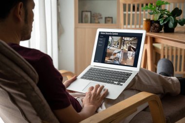 Online home security system showing live view of cctv cameras around the private property snugly