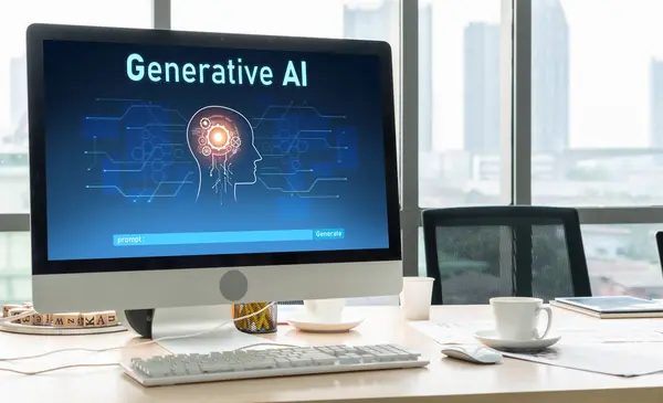 stock image Generative AI virtual assistant tools for prompt engineer and user for ease of engage artificial intelligence AI technology help people to work with generative AI functions by prompting the AI snugly