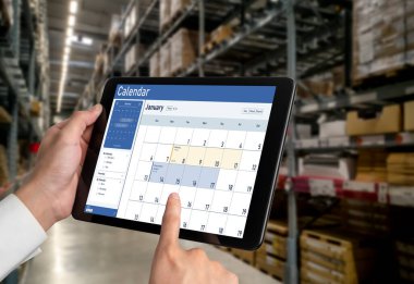 Calendar on computer software application for schedule planning for personal organizer and online business snugly