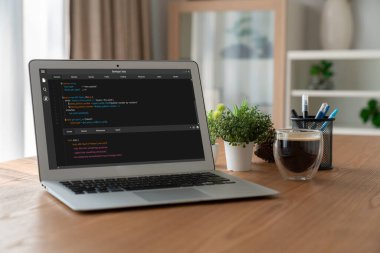 Model uygulama ve program kodlaması için bilgisayar ekranında yazılım geliştirme programlama