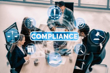 Uluslararası standartları karşılamak için iş kalitesi politika planlaması için uyum kuralı kanunu ve düzenleme grafik arayüzü. uds