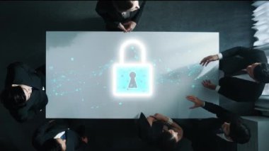 Çeşitli iş adamlarından oluşan bir grup, ağ güvenliği hologramıyla teknoloji mahremiyetinin korunması hakkında fikir alışverişinde bulunuyor ve beyin fırtınası yapıyor. Bir grup akıllı proje yöneticisi pazarlama stratejisini paylaşıyor. Müdürlük.