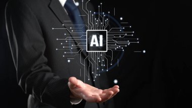 Yapay zeka mühendisliği, büyük veri ve yapay zeka makinesi kavramında yapay zeka beyin işlemcisiyle iş desteği için üretken yapay zeka kullanmayı öğrenen insan etkileşimi. Faas