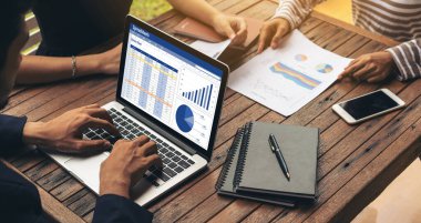 Spreadsheet document information financial startup concept. data and graphs in spreadsheet documents for online analysis project dashboard accounting digital snugly