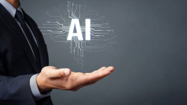 Yapay zeka mühendisliği, büyük veri ve yapay zeka makinesi kavramında yapay zeka beyin işlemcisiyle iş desteği için üretken yapay zeka kullanmayı öğrenen insan etkileşimi. Faas