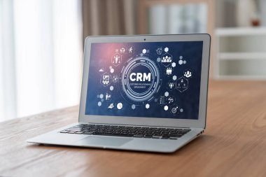 CRM işletme ve işletme için modern bilgisayarda müşteri ilişkileri yönetim sistemi