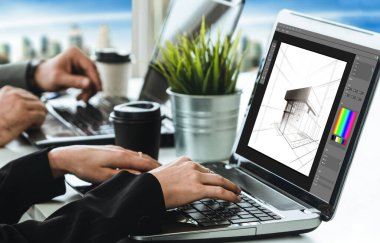 Mimari iş ve profesyonel tasarımcı için mimari tasarım modem yazılım uygulaması