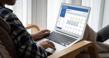Calendar on computer software application for schedule planning for personal organizer and online business snugly