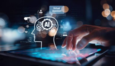 Yapay zeka mühendisliği, büyük veri ve yapay zeka makinesi kavramında yapay zeka beyin işlemcisiyle iş desteği için üretken yapay zeka kullanmayı öğrenen insan etkileşimi. EIDE