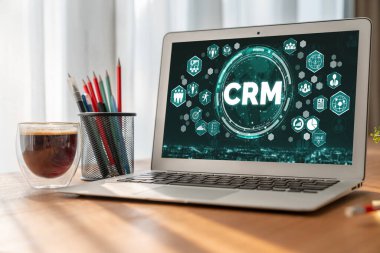 CRM işletme ve işletme için modern bilgisayarda müşteri ilişkileri yönetim sistemi