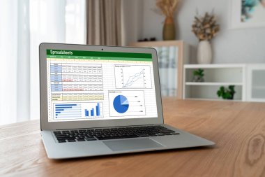 Spreadsheet document information financial startup concept. data and graphs in spreadsheet documents for online analysis project dashboard accounting digital snugly
