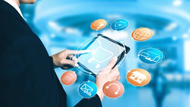 Çevrimiçi perakende sektörünün Omni kanal teknolojisi. Sosyal medya platformunda çok kanallı pazarlama internet ödeme kanalı, çevrimiçi perakende alışveriş ve her türlü dijital uygulama hizmeti sunmaktadır. uds