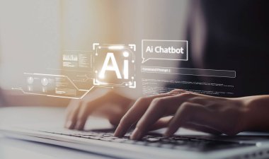 Human interact with AI artificial intelligence virtual assistant chatbot in concept of AI artificial intelligence prompt engineering, LLM AI deep learning to use generative AI for work support. EIDE clipart