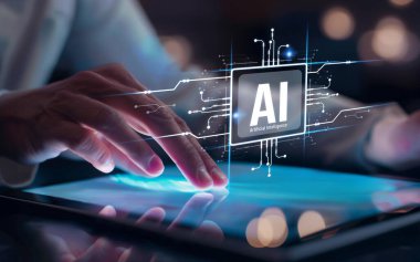 Yapay zeka mühendisliği, büyük veri ve yapay zeka makinesi kavramında yapay zeka beyin işlemcisiyle iş desteği için üretken yapay zeka kullanmayı öğrenen insan etkileşimi. EIDE