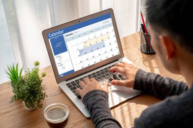 Calendar on computer software application for schedule planning for personal organizer and online business snugly