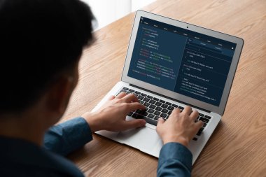 Model uygulama ve program kodlaması için bilgisayar ekranında yazılım geliştirme programlama