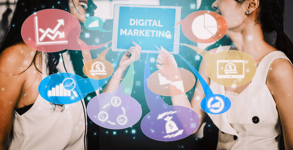Digital Marketing Technology Solution Online Business Concept Interfaz Gráfica Que — Foto de Stock