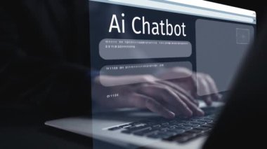 Yapay zeka sanal asistanı Chatbot ile yapay zeka konsepti ile insan etkileşimi, yapay zeka mühendisliği, LLM yapay zeka derin öğrenimi iş desteği için üretken yapay zeka kullanımı. Kullanıcı Kimliği