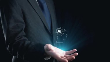 Yapay zeka mühendisliği, büyük veri ve yapay zeka makinesi kavramında yapay zeka beyin işlemcisiyle iş desteği için üretken yapay zeka kullanmayı öğrenen insan etkileşimi. Kullanıcı Kimliği