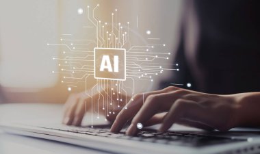 Yapay zeka mühendisliği, büyük veri ve yapay zeka makinesi kavramında yapay zeka beyin işlemcisiyle iş desteği için üretken yapay zeka kullanmayı öğrenen insan etkileşimi. EIDE