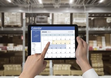 Calendar on computer software application for schedule planning for personal organizer and online business snugly