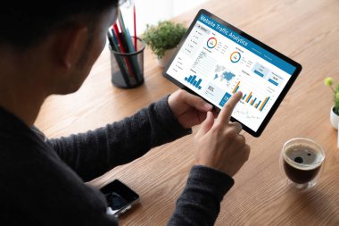 Computer software for website traffic analytics data on computer screen. Concept of SEO search engine optimization and customer targeting for online business snugly