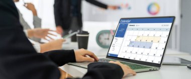 Calendar on computer software application for schedule planning for personal organizer and online business snugly