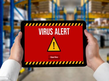 Bilgisayar ekranındaki virüs uyarısı mobil siber tehdit, hacker, bilgisayar virüsü ve kötü amaçlı yazılım tespit edildi