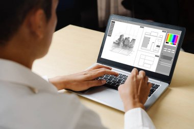 Mimari iş ve profesyonel tasarımcı için mimari tasarım modem yazılım uygulaması