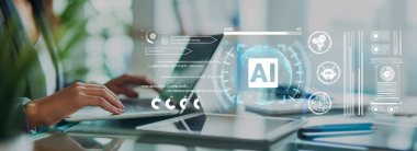 Yapay zeka mühendisliği, büyük veri ve yapay zeka makinesi kavramında yapay zeka beyin işlemcisiyle iş desteği için üretken yapay zeka kullanmayı öğrenen insan etkileşimi. EIDE