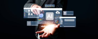 Yapay zeka mühendisliği, büyük veri ve yapay zeka makinesi kavramında yapay zeka beyin işlemcisiyle iş desteği için üretken yapay zeka kullanmayı öğrenen insan etkileşimi. EIDE