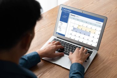 Calendar on computer software application for schedule planning for personal organizer and online business snugly