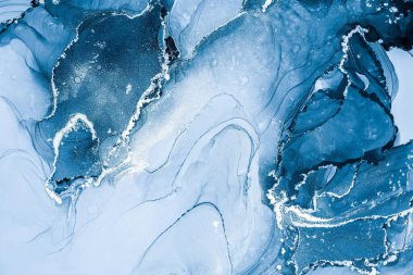 Mermer mürekkep soyut sanatının orijinal resmi. Örnek bir orjinal tablodan yüksek çözünürlüklü fotoğraf. Karargah kağıt dokusuna pürüzsüz mermer desen oluşturmak için soyut resim yapıldı.