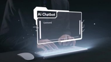 Yapay zeka sanal asistanı Chatbot ile yapay zeka konsepti ile insan etkileşimi, yapay zeka mühendisliği, LLM yapay zeka derin öğrenimi iş desteği için üretken yapay zeka kullanımı. Kullanıcı Kimliği