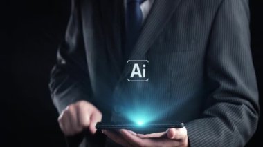 Yapay zeka mühendisliği, büyük veri ve yapay zeka makinesi kavramında yapay zeka beyin işlemcisiyle iş desteği için üretken yapay zeka kullanmayı öğrenen insan etkileşimi. Kullanıcı Kimliği