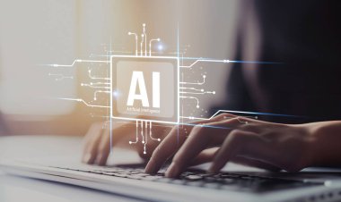 Yapay zeka mühendisliği, büyük veri ve yapay zeka makinesi kavramında yapay zeka beyin işlemcisiyle iş desteği için üretken yapay zeka kullanmayı öğrenen insan etkileşimi. EIDE