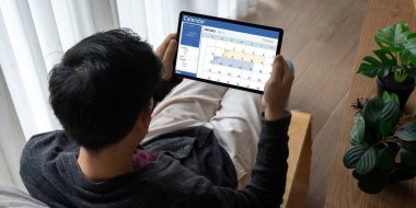 Calendar on computer software application for schedule planning for personal organizer and online business snugly
