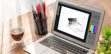 Mimari iş ve profesyonel tasarımcı için mimari tasarım modem yazılım uygulaması