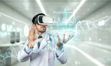 İnsan organının hologramına bakarken laboratuvar önlüğü ve VR kulaklık takan profesyonel bir doktor. Tıp teorisini araştıran ve düşünen yetenekli bir araştırmacı. Yenilik. Geçmişi bulanıklaştırıyor. Sapma.