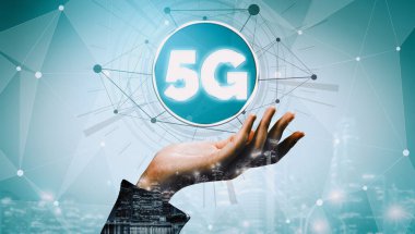 Küresel İş Büyümesi için 5G İletişim Teknolojisi Kablosuz İnternet Ağı, Sosyal Medya, Dijital E-ticaret ve Eğlence Evi Kullanımı. uds