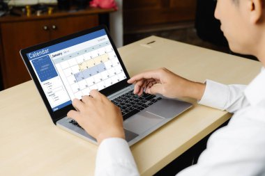 Calendar on computer software application for schedule planning for personal organizer and online business snugly